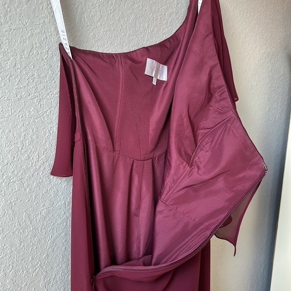 Azazie Lizzy A-Line One Shoulder Chiffon Dress Floor Length Formal Gown Size A6 - Picture 6 of 16